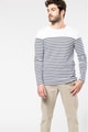 Heren T-shirt lange mouw gestreept Kariban K366